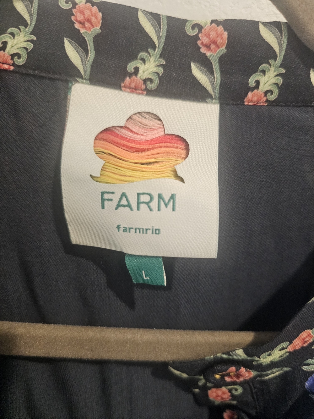 FARM Rio Black Mini Dress with Pink and Green Floral Embroidery - Picture 3 of 3